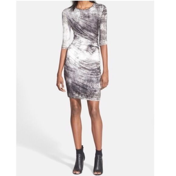 Helmut Lang Side Ruched Fitted Tee Dress Size Small - Picture 1 of 6